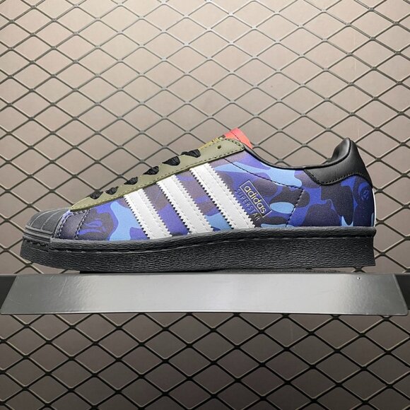 A Bathing APE × Adidas Super Star 80s Bape Sneakers